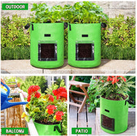 Felt Non-Woven Fabric Plant Grow Bag with Flap Window for Potatoes Tomatoes