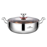 316 Stainless Steel Hot Pot/Soup Pot for Gas Stove & Induction Cooker, Food Grade Thickened Commercial Hot Pot Basin