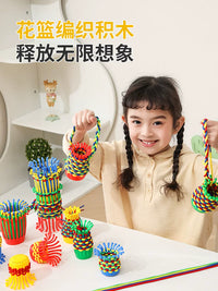 Kids DIY Hand-Woven Flower Basket Craft Kit for Fine Motor Skills Training