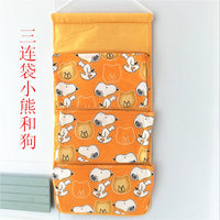 Cute Canvas Wall Hanging Storage Bag Organizer with Multiple Pockets for Home Decor