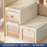Foldable Cotton Linen Storage Box with Drawer for Wardrobe Organization