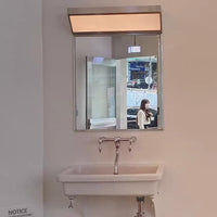 Bauhaus Modern Stainless Steel Bathroom Square Mirror with Smart Sensor Dimming Light
