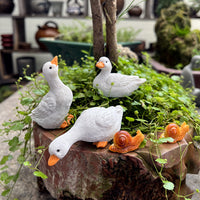Mini White Duck Animal Ornaments for Garden, Courtyard, Potted Plants, Fish Tank, Waterscape, Micro Landscape, Rockery, Outdoor Decor