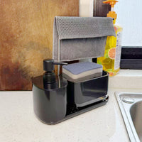 Upgraded Manual Press Soap Dispenser with Sponge Holder for Kitchen Countertop