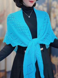 2025 Autumn New Knitted Hollow Out Solid Color Shawl for Women, Fashion Versatile Neck Protection Sunscreen Triangle Scarf