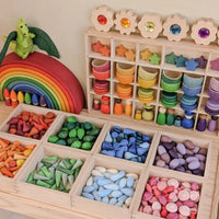 Wooden Rainbow Building Blocks Set for Kids, Beechwood & Basswood Art Construction Toy