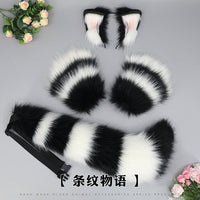 Plush Animal Ear Headband and Tail Set for Cosplay