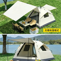 Portable Pop-Up Camping Tent with Integrated Tarp for Outdoor Overnight Stays