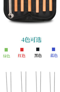 美戈不锈钢伸缩叉烧烤针BBQ烤叉家用户外烧烤工具304烤签木柄套装 绿色烧烤叉（单支）
