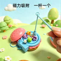 Miniature Fishing Burger Keychain Toy for Kids and Adults, Stress Relief Fidget Game, Parent-Child Interactive Gift