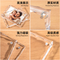 Acrylic Magnetic Double-Sided Photo Frame for Desk Display, Thick Transparent Picture Holder