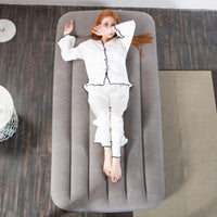 Inflatable Air Mattress for Home and Outdoor Use, Portable Folding Single/Double Air Bed with Built-in Pillow