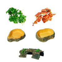 Reptile Hideaway Cave with Basking Platform, Turtle Resin Ornament for Aquarium Terrarium Decor