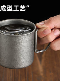 Vintage 304 Stainless Steel Folding Cup Outdoor Camping Coffee Tea Mug
