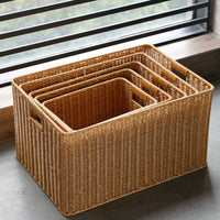 Handwoven Imitation Rattan Storage Basket for Home and Office Organization