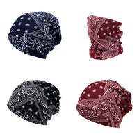 Unisex Paisley Beanie Neck Warmer Scarf - Versatile Double-Layer Headwear for All Seasons