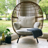 Outdoor Rattan Bird's Nest Sofa Chair for Patio Balcony Garden