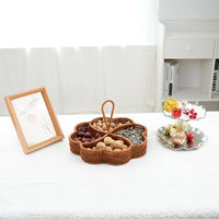 Heart-Shaped Woven Storage Basket with Handle, Divided Snack & Dried Fruit Organizer