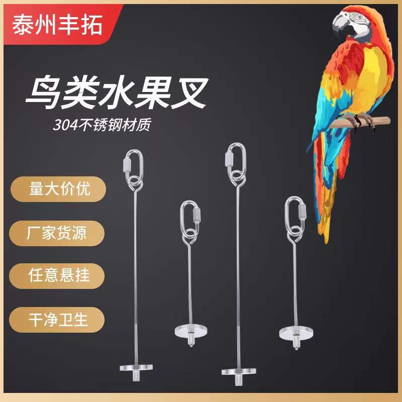 Stainless Steel Parrot Fruit and Vegetable Skewer Feeder Toy for Birds