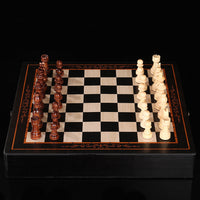 Wooden Chess Set with Folding Board, Portable Educational Board Game for Adults and Kids