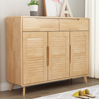 Japanese Style Dustproof Shoe Cabinet with Storage, Economical Solid Wood Entryway Organizer for Home, Simple Hallway Console Table