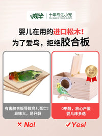 Vertical Wooden Breeding Box Bird Nest for Cockatiel Budgerigar Lovebird Parrot Warm Bird Cage Accessory