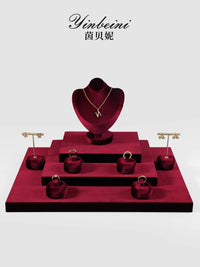 Velvet Jewelry Display Stands for Countertop, Bracelet, Necklace, Ring, and Earring Organizer