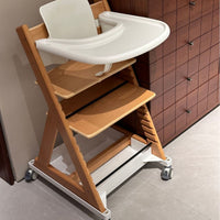 Adjustable Solid Beech Wood High Chair for Kids, Multi-functional Baby Dining and Learning Chair