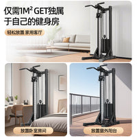 Home Gym Power Rack with Lat Pulldown and Rowing Machine, Multi-functional Strength Training Equipment