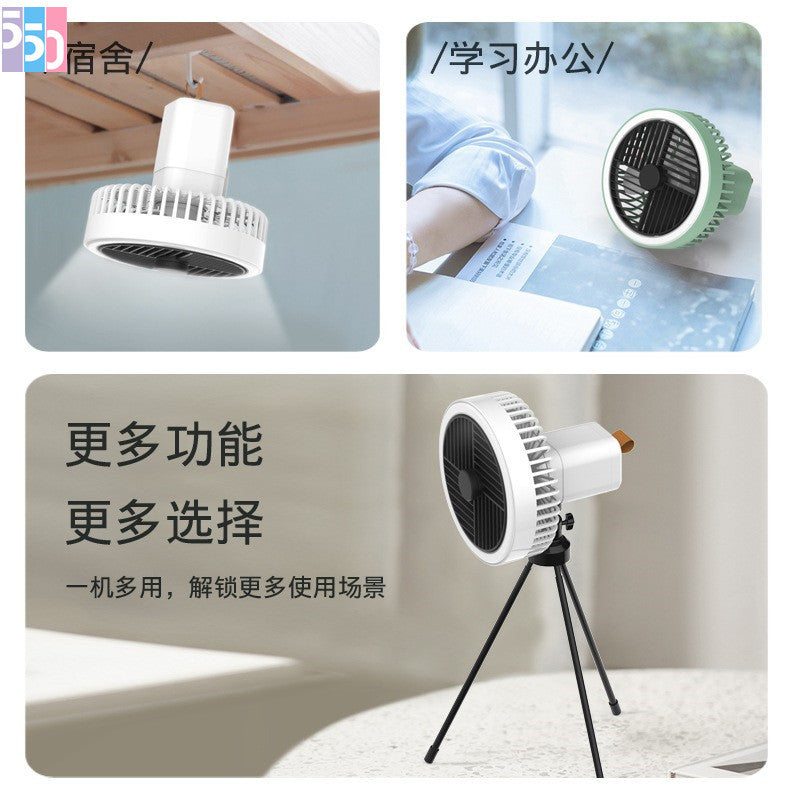 Portable Camping Fan with LED Night Light, Tripod Desk Fan, Rechargeable Hanging Tent Fan for Outdoor & Indoor Use