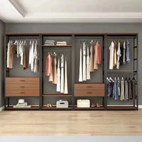 Open Wardrobe Storage Rack with Double-Layer Shelves for Bedroom