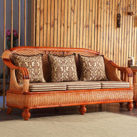 Factory Direct Living Room Chinese Style Summer Rattan Sofa Set Five-Piece Woven Furniture Table Chair Rattan Sofa Rattan Chair Wholesale