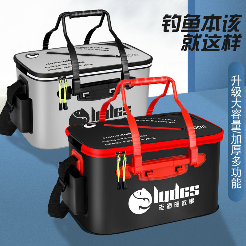 Portable Multi-functional Fishing Bucket with Lid - Thickened EVA Waterproof Fish Tank for Live Fish Storage