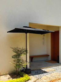 Half Patio Umbrella with Adjustable Height for Balcony Garden, Wall-Mounted Outdoor Sun Shade