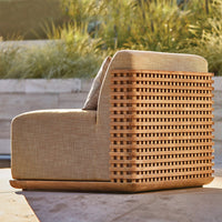Nordic Outdoor Teak Sofa Set with Quick-Dry Cushions, All-Weather Wicker Rattan Furniture for Patio, Villa, Hotel