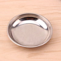 Stainless Steel Mini Round Sauce Dish Flat Bottom Dipping Plate Seasoning Tray