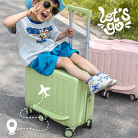 Kids' Ride-On Suitcase with Password Lock, Durable Travel Luggage for Boys and Girls, 20-inch Carry-On