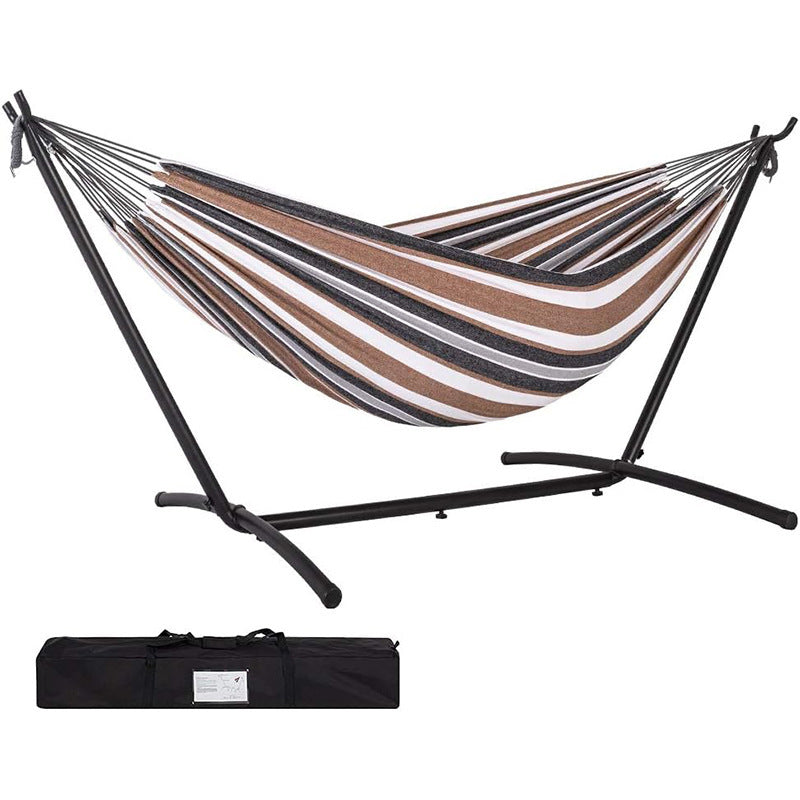 Portable Hammock with Stand, Canvas Hammock Bed with Anti-Roll Steel Frame for Indoor/Outdoor Relaxation