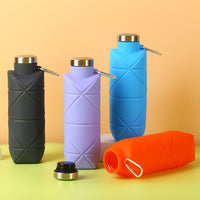 Outdoor Collapsible Silicone Water Bottle, Food-Grade Portable Diamond-Patterned Sports Bottle