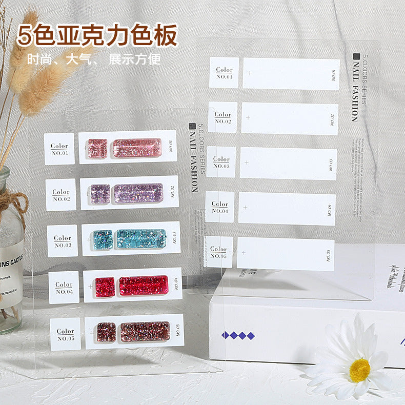Japanese Style 5-Color Acrylic Nail Art Display Board with Tips