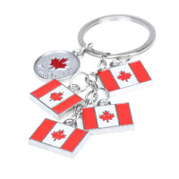 Canada Flag Maple Leaf Keychain Metal Zinc Alloy Travel Souvenir