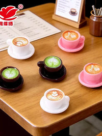 Miniature Latte Art Coffee Cup Dollhouse Decor