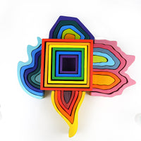 Large German Rainbow Stacking Blocks 12-Color Arch Building Toy