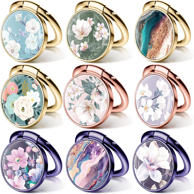 Electroplated Metal Floral Phone Ring Holder with Resin Drip Adhesive