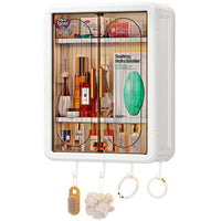 Wall-Mounted Foldable Bathroom Storage Cabinet with Magnetic Dustproof Door for Cosmetics