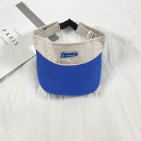 American Style Color Block Visor Hat for Men and Women, Summer Sports Running Tennis Sun Protection Cap with Ponytail Hole
