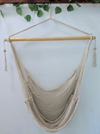 INS Style Nordic Cotton Rope Hammock Chair with Tassels for Indoor Outdoor Balcony