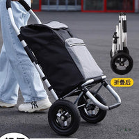 Foldable Shopping Cart with Aluminum Alloy Frame and Silent Wheels for Groceries