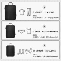 4-Piece Compressible Travel Packing Cubes Set with Zipper Expansion, Waterproof Luggage Organizers for Clothes and Shoes