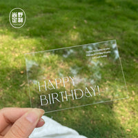 Acrylic Card Mirror Surface Birthday Cake Decoration Gift Flower Card Tag Original Design